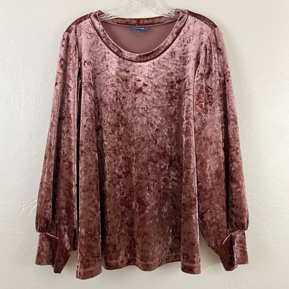 ModCloth Size 2X Blush Pink Crushed Velvet Full Sleeve Scoop Neck Blouse